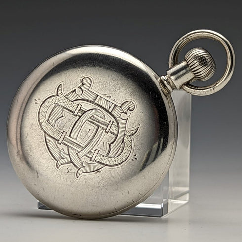 【整備済】英国アンティーク Lancashire Watch Co 懐中時計 銀側ケース ブラックダイヤル