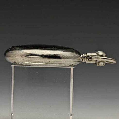 【整備済】英国アンティーク Lancashire Watch Co 懐中時計 銀側ケース ブラックダイヤル