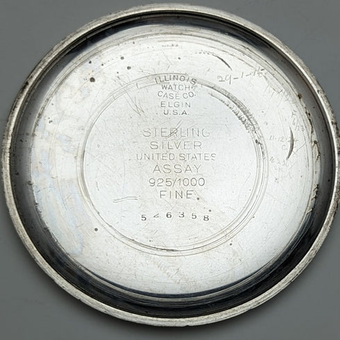 【整備済】英国アンティーク Lancashire Watch Co 懐中時計 銀側ケース ブラックダイヤル