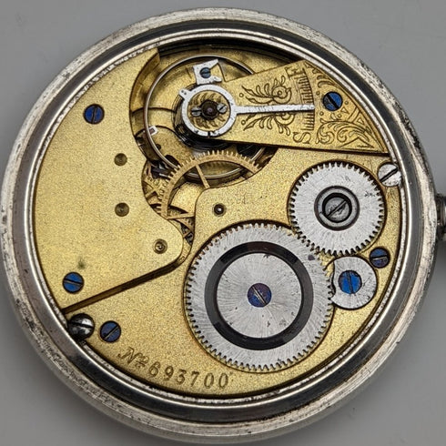 【整備済】英国アンティーク Lancashire Watch Co 懐中時計 銀側ケース ブラックダイヤル