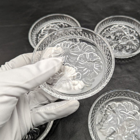 英国ヴィンテージ カットガラス スモールディッシュ 5個セット