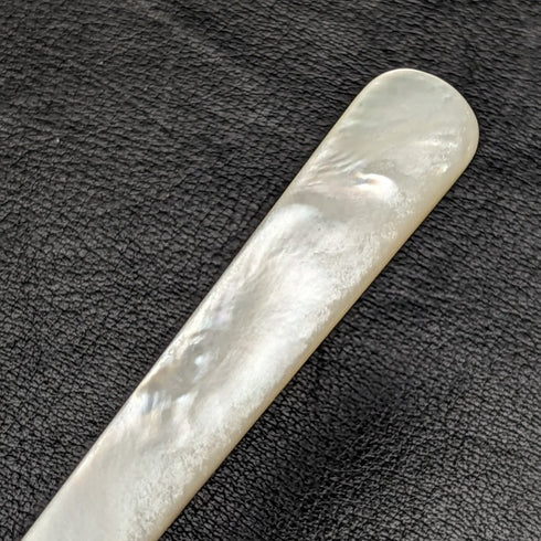 1915 年英國古董水果餐具套裝純銀刀片白珍珠貝殼手柄盒②