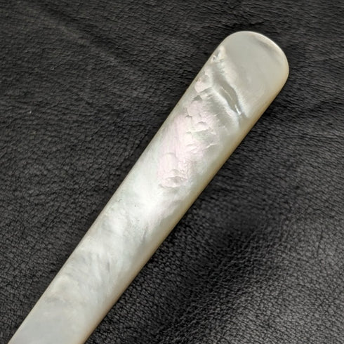 1915 年英國古董水果餐具套裝純銀刀片白珍珠貝殼手柄盒②