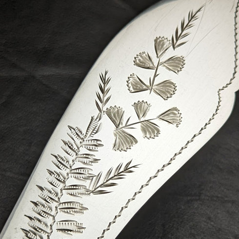 1899年 英国アンティーク シルバープレート製 フィッシュサーバーセット 鹿角ハンドル