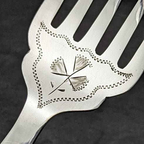 1899年 英国アンティーク シルバープレート製 フィッシュサーバーセット 鹿角ハンドル