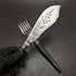 1899 British Antique Silver Plated Fish Server Set Deer Antlers Handle