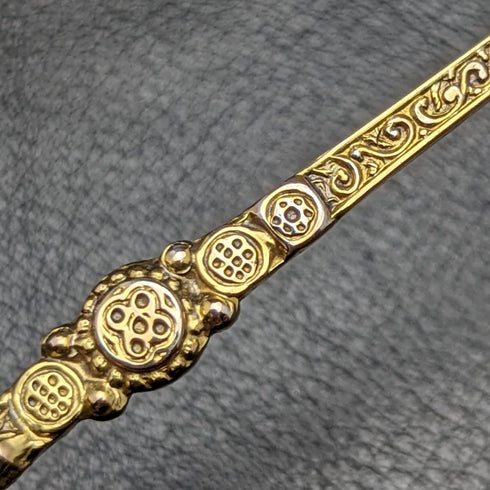 1936 英國復古純銀膏油勺帶鍍金裝飾盒裝