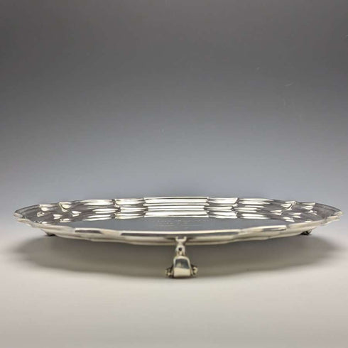 Bandeja para tarjetas de plata chapada antigua inglesa, diámetro 25,5 cm, 475 g