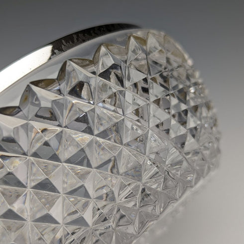 German Vintage Cut Glass Bowl with Sterling Silver Rim Decoration Diameter 18cm Emil Herman