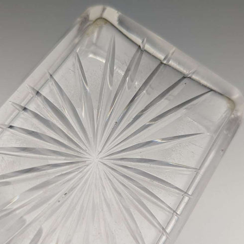 1861 British Antique Cut Glass Box Pure Silver Lid 213g