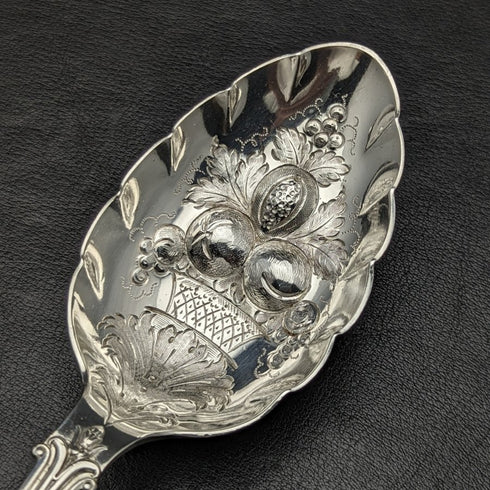 英國古董銀盤漿果勺子一對