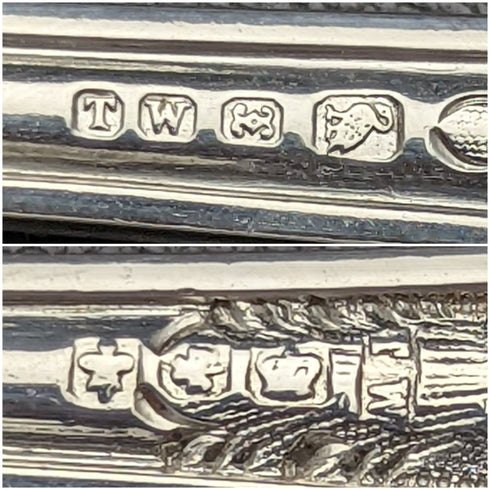 英國古董銀盤漿果勺子一對