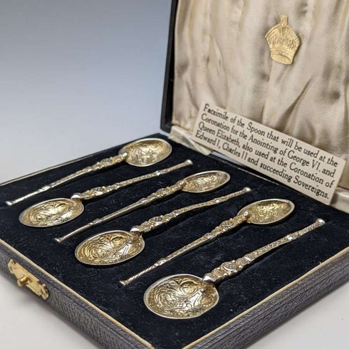 1936 British Vintage Sterling Silver Annoying Spoons Set of 6 in a Case