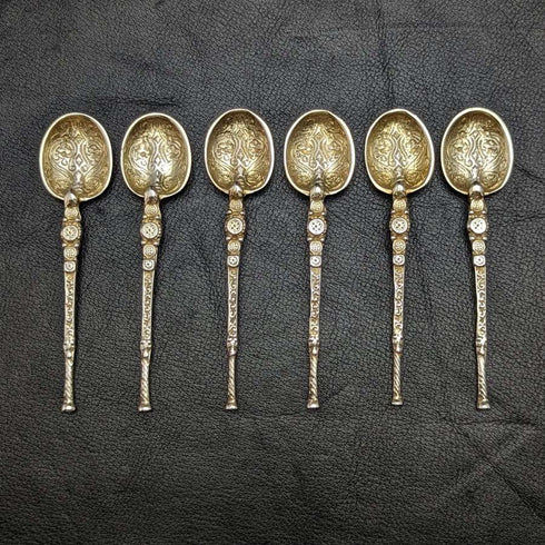 1936 British Vintage Sterling Silver Annoying Spoons Set of 6 in a Case