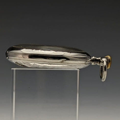 Antique Swiss-made pocket watch Engraved silver side open face Paper dial Works well