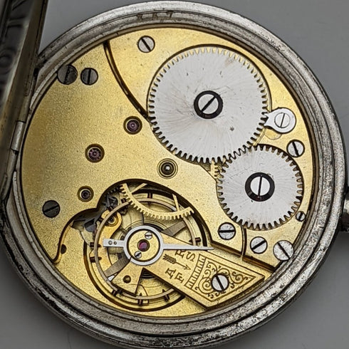 アンティーク スイス製 無銘 懐中時計 雄牛彫刻ケース 動作良好