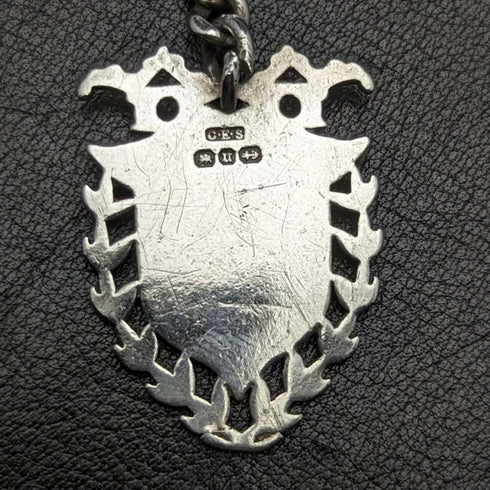 Around 1887 British Antique Sterling Silver Albert Chain 49g Sterling Silver Medal Fob