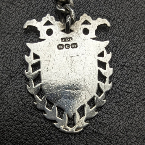 1887年頃 英国アンティーク 純銀製 アルバートチェーン 49g 純銀メダルフォブ