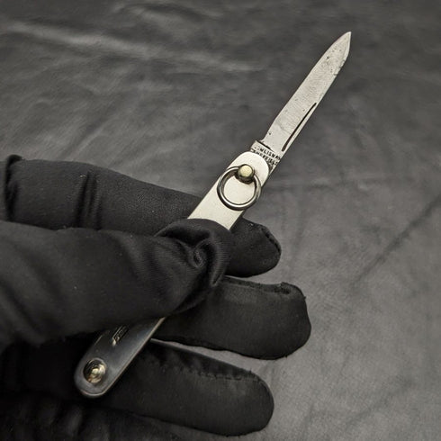1960 年英國復古純銀手柄雙刀片折疊迷你刀