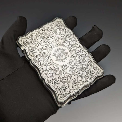 1900 British Antique Sterling Silver Thick Card Case 106g