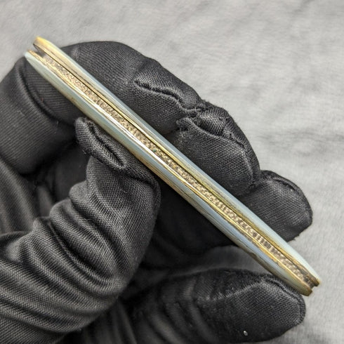 1921 年英國古董白珍珠貝殼雕刻手柄純銀刀片折疊筆刀