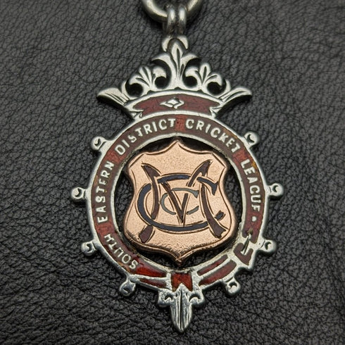 Around 1900 British Antique Sterling Silver Albert Chain 52g Sterling Silver Medal Fob