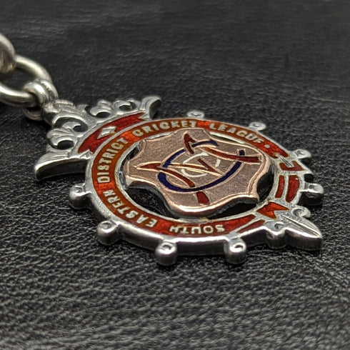 Around 1900 British Antique Sterling Silver Albert Chain 52g Sterling Silver Medal Fob