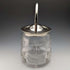 Barril para galletas vintage inglés de cristal tallado, circa 1930, con tapa de plata chapada, 1048 g