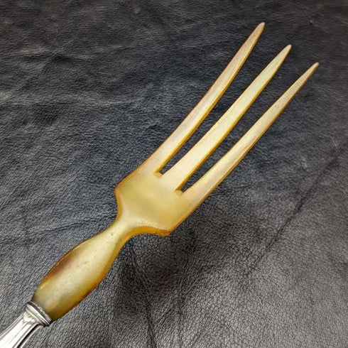 French Antique Pure Silver Handle Salad Server Set