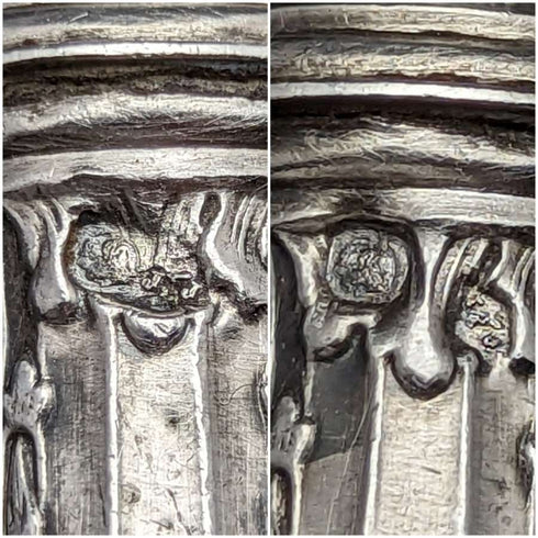 French Antique Pure Silver Handle Salad Server Set