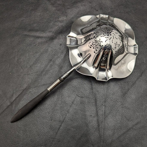 米国ヴィンテージ 純銀製ティーストレーナー 木製ハンドル