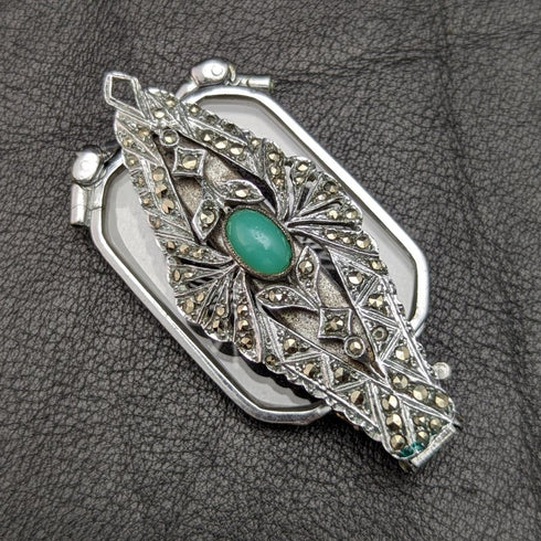 アンティーク 携帯用折りたたみ式眼鏡 マルカサイト装飾 ロニエット