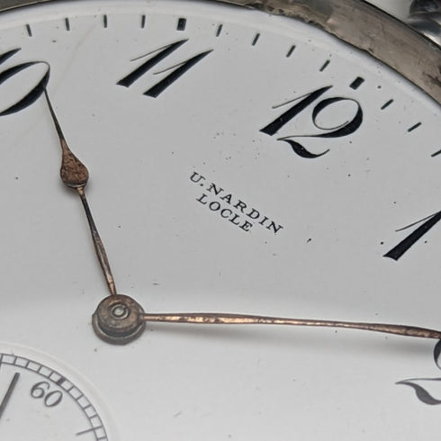 1920年頃 アンティーク ユリス・ナルダン 懐中時計 銀側ケース 動作良好