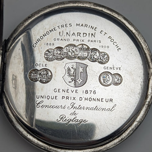 1920年頃 アンティーク ユリス・ナルダン 懐中時計 銀側ケース 動作良好