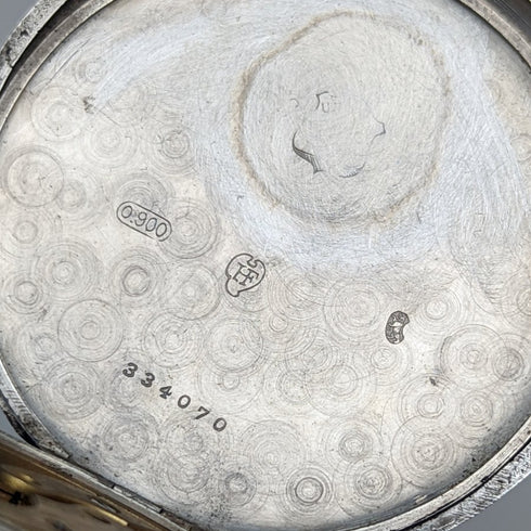 アンティーク ユリス・ナルダン 懐中時計 銀側兵士彫刻ケース 動作良好