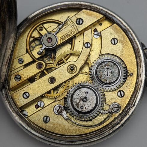 Around 1900 Antique TISSOT pocket watch Silver side case Cylinder escapement Works well