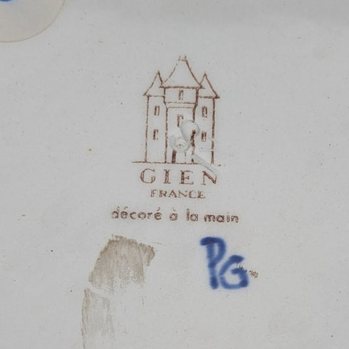 1960 年代法國復古 GIEN 陶器花卉設計盤直徑 31 厘米