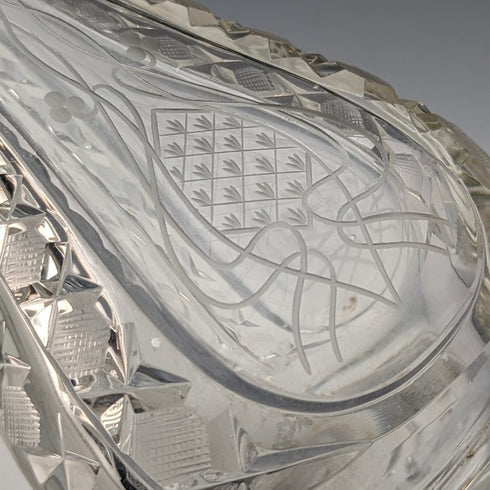 1915 年英國仿古切割玻璃大花瓶,純銀裝飾 Walker&Hall