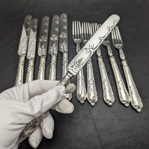 1879年頃 英国アンティーク 純銀ハンドル製 カトラリーセット 木箱入り