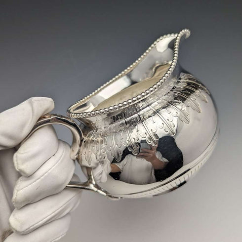 Jarra de crema de plata chapada, antigüedad británica de alrededor de 1865