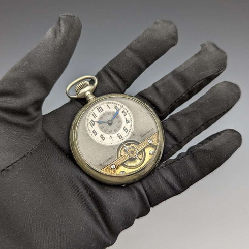 Reloj de bolsillo antiguo Hebdomas de 8 días, caja de metal, en buen estado de funcionamiento