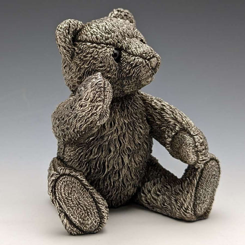 Figura de oso de peluche con baño de plata fina de Country Artists (Reino Unido), 501 g