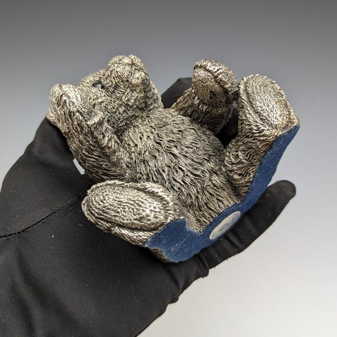 英國鄉村藝術家泰迪熊純銀雕塑小雕像 501 克