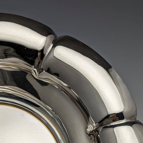 1901年 英国アンティーク 純銀製 フラワー型ボウル 319g 直径23cm Henry Atkins