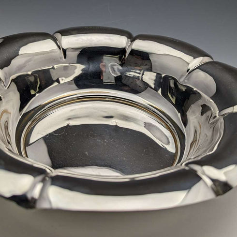1901 British Antique Sterling Silver Flower Bowl 319g Diameter 23cm Henry Atkins