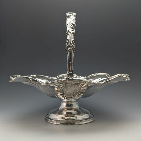 英國古董銀盤大籃子操作手柄 836 克