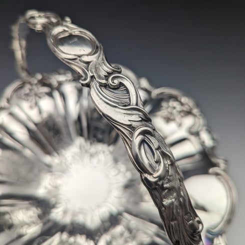 英國古董銀盤大籃子操作手柄 836 克