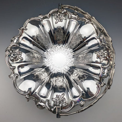 英國古董銀盤大籃子操作手柄 836 克