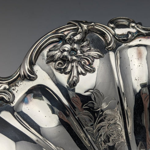 英國古董銀盤大籃子操作手柄 836 克