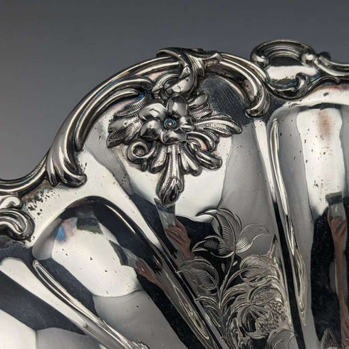 British Antique Silver Plate Large Basket Operating Handle 836g